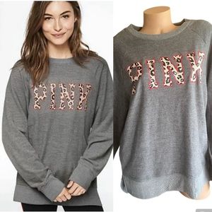 Victoria's Secret PINK SWEATSHIRT Leopard Logo New with tag Small